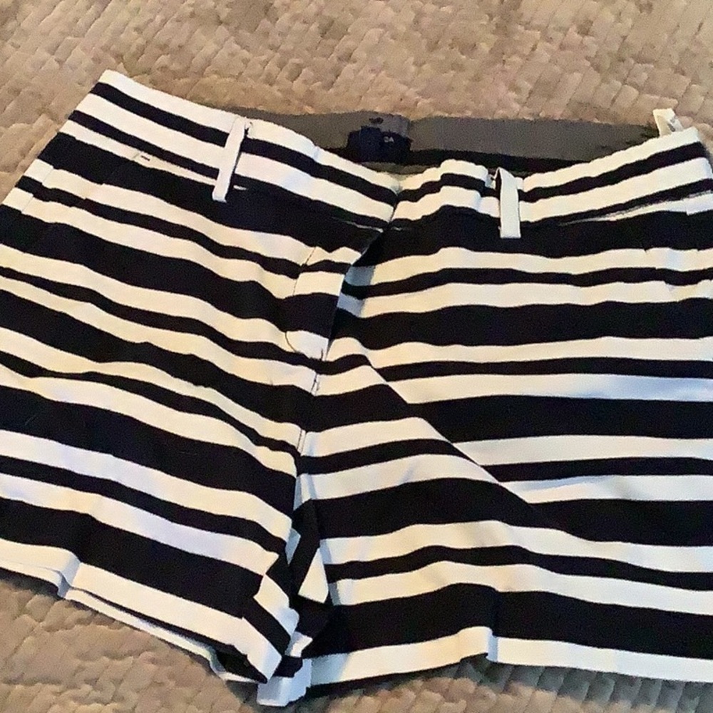 Dark Navy and White Striped Women's Shorts